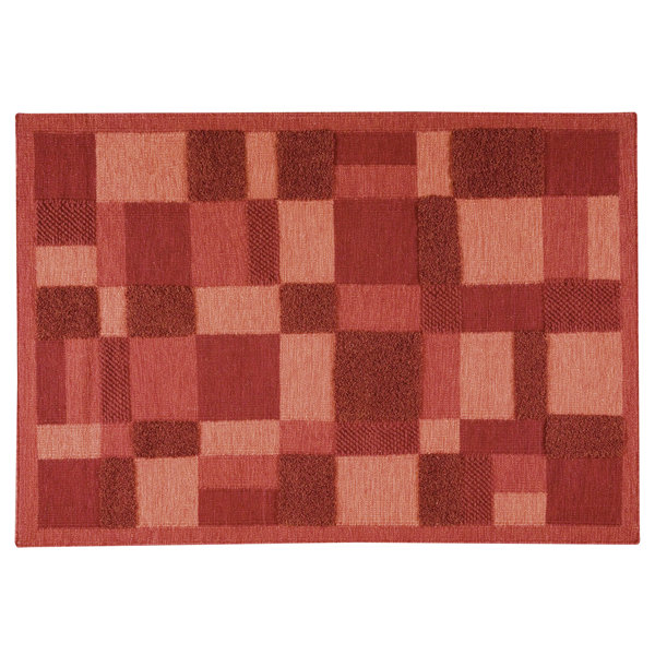 Latitude Run® Arncliffe Geometric Handwove Wool/Cotton Red Area Rug